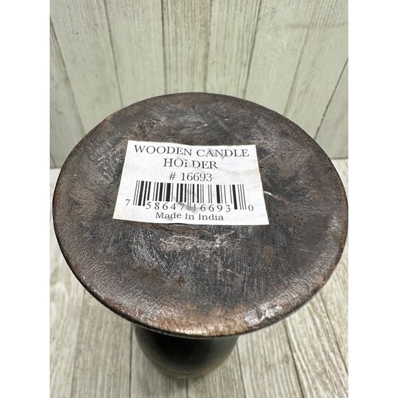 Vtg Wooden Goblet Style Candlestick Holders Carved Rustic Decor Set of 2 India - Picture 4 of 8